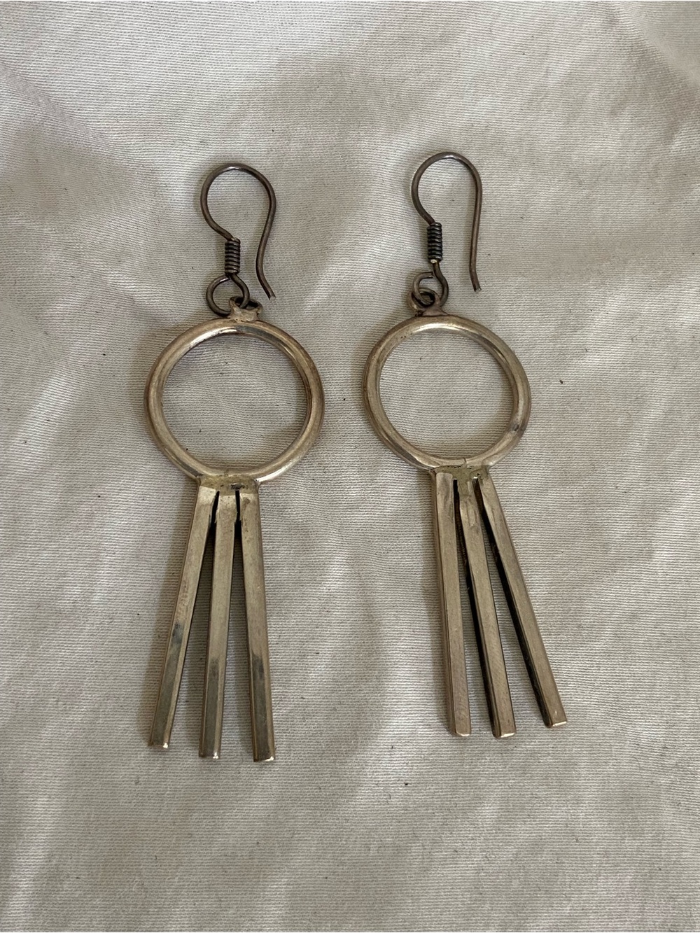 Sterling Silver Circle Dangle Earrings